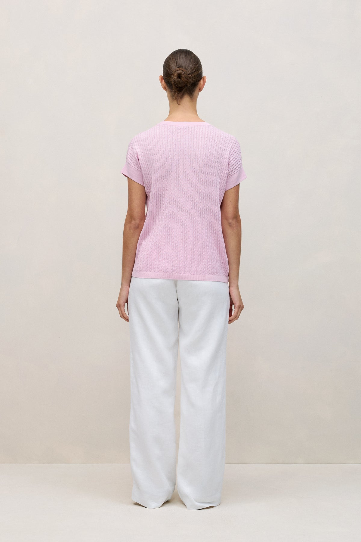 Linen Cotton Cable Knit T-Shirt