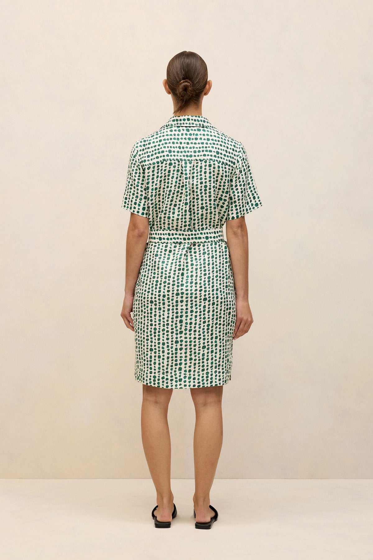 Brush Spot Linen Shirt Dress