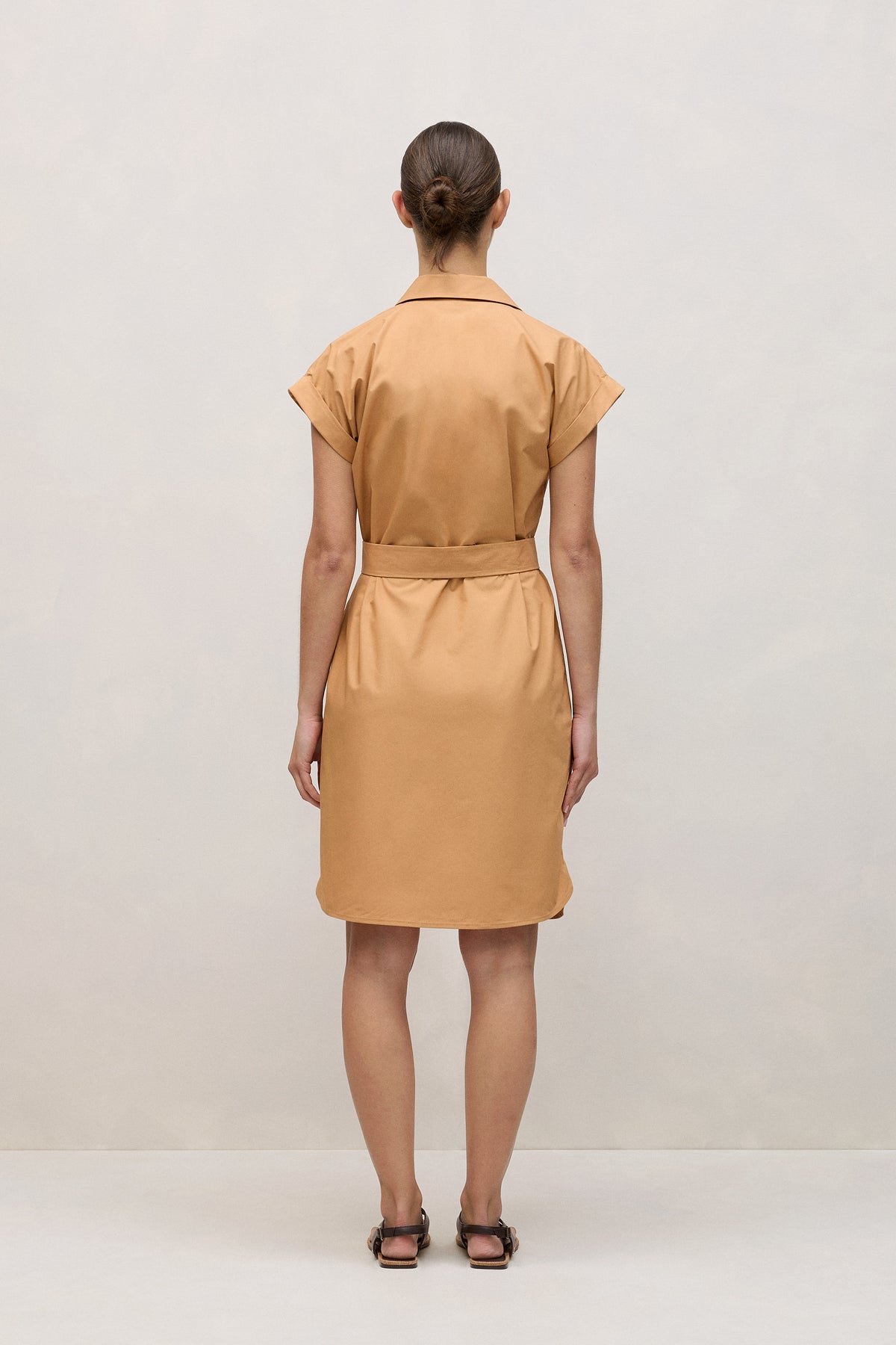 Cotton Poplin Cap Sleeve Shirt Dress