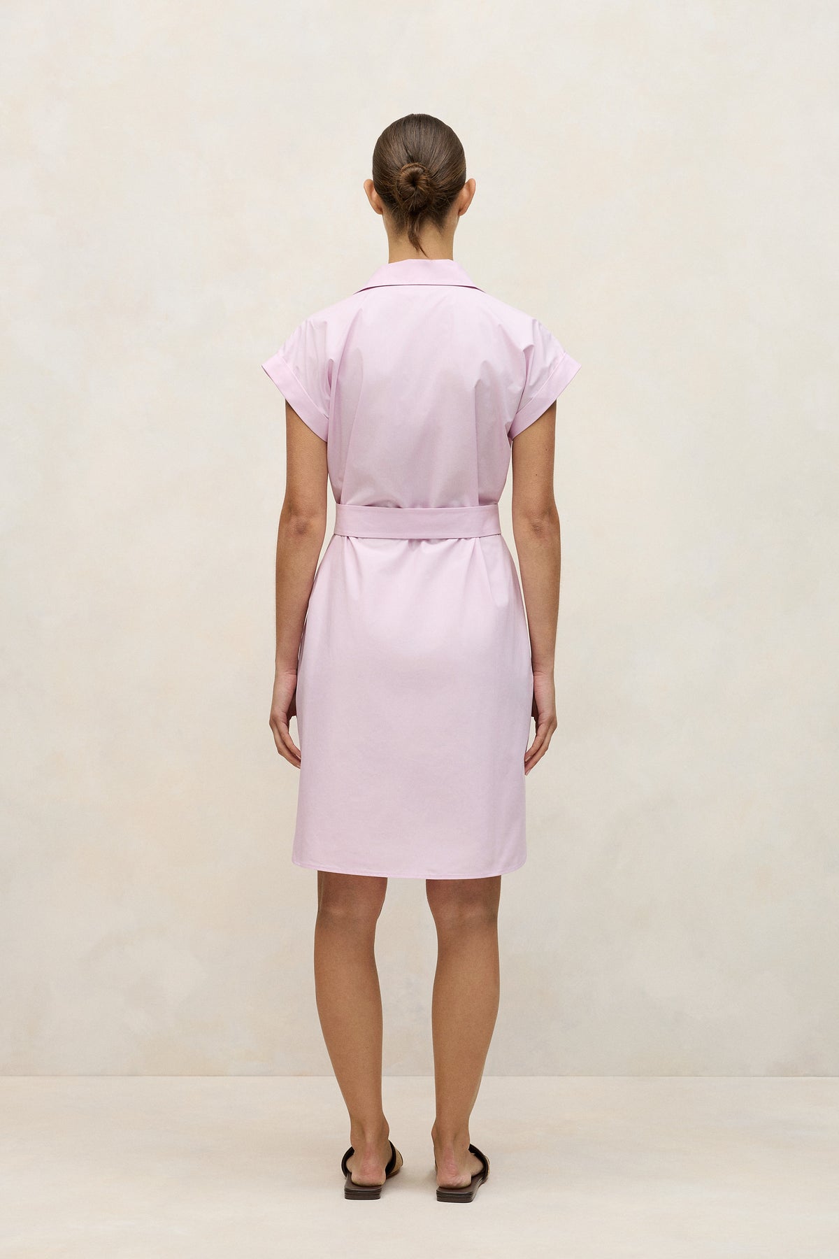 Cotton Poplin Cap Sleeve Shirt Dress