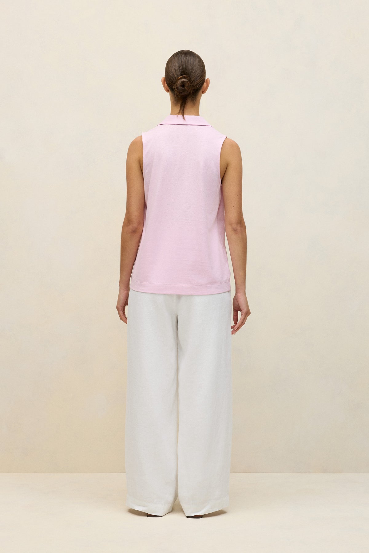 Linen Cotton Knit Collared Tank