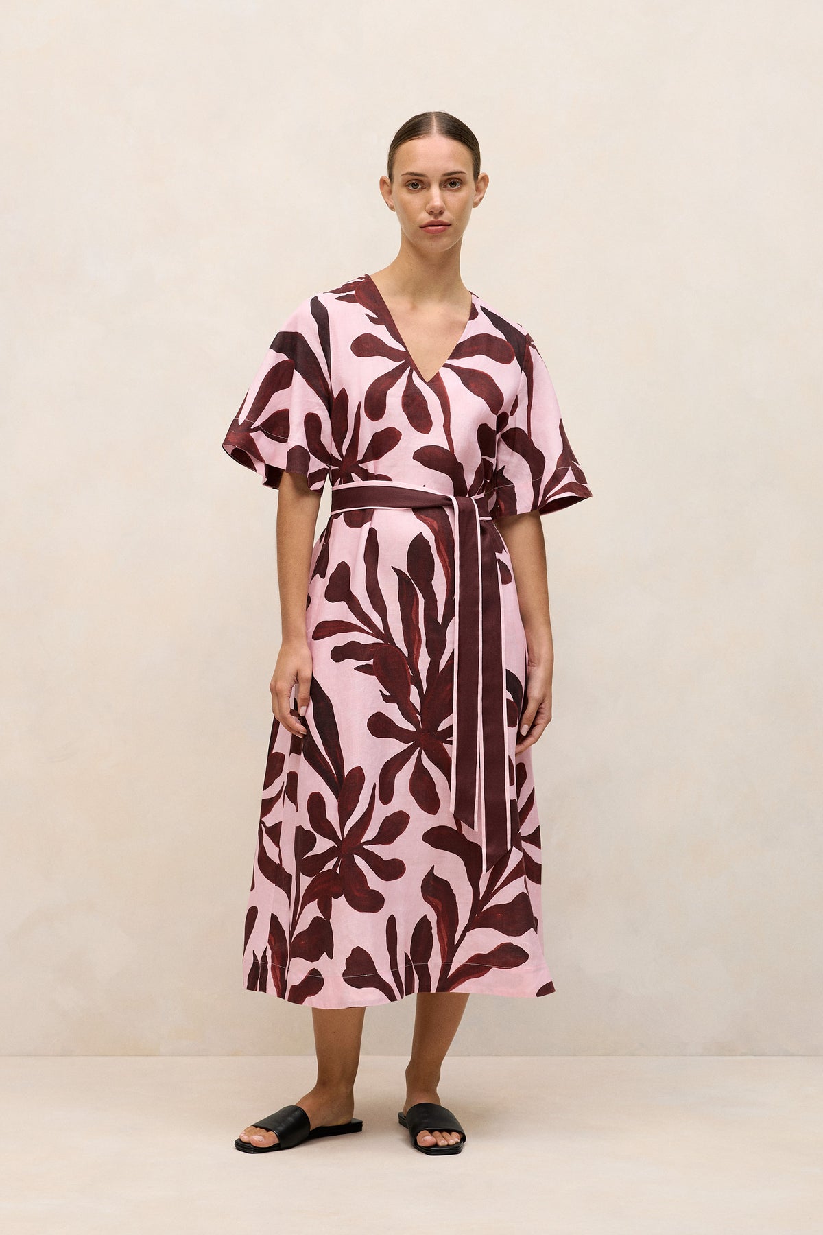 Wakame Linen Kimono Sleeve Dress
