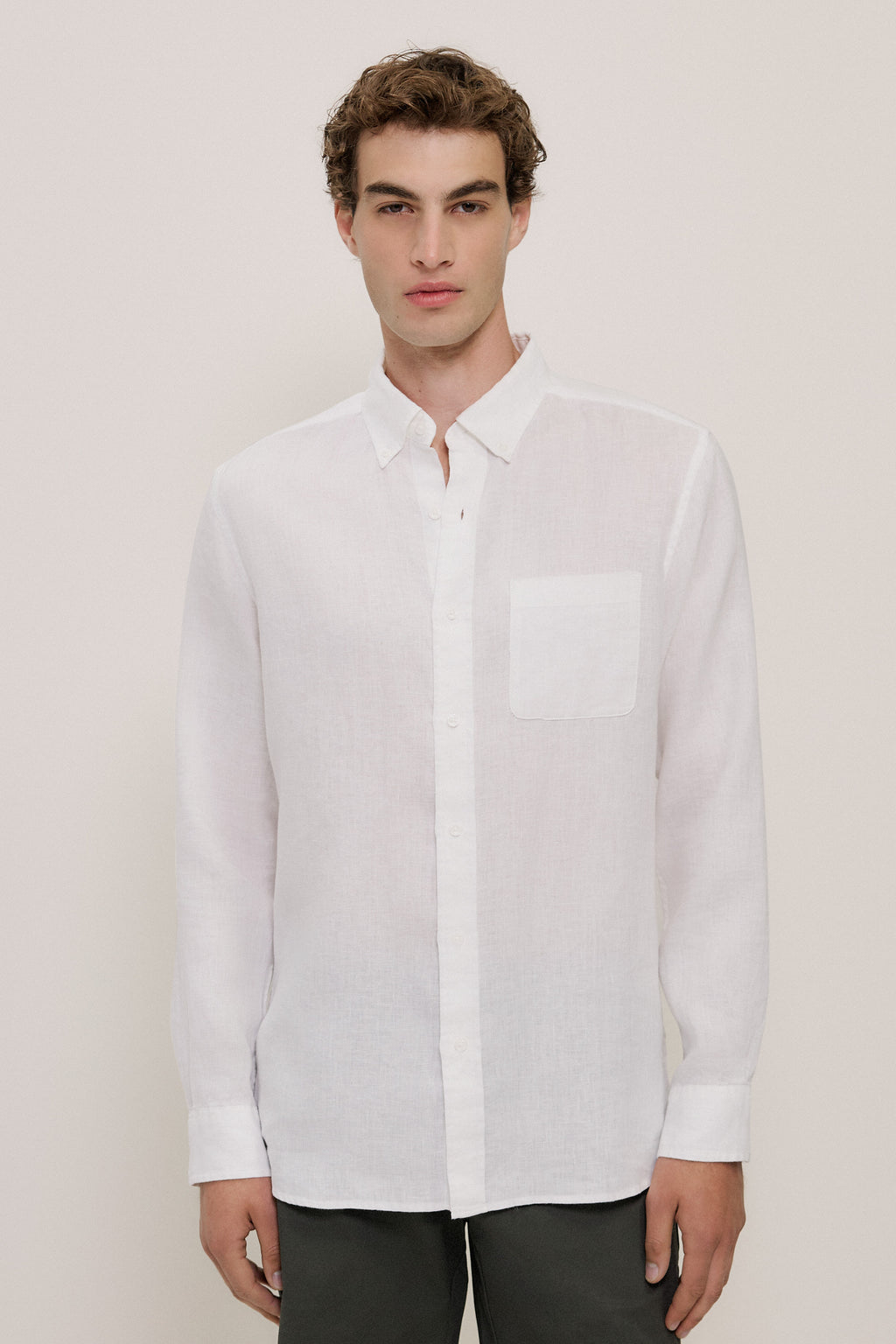 Regular Fit Linen Classic Long Sleeve Shirt