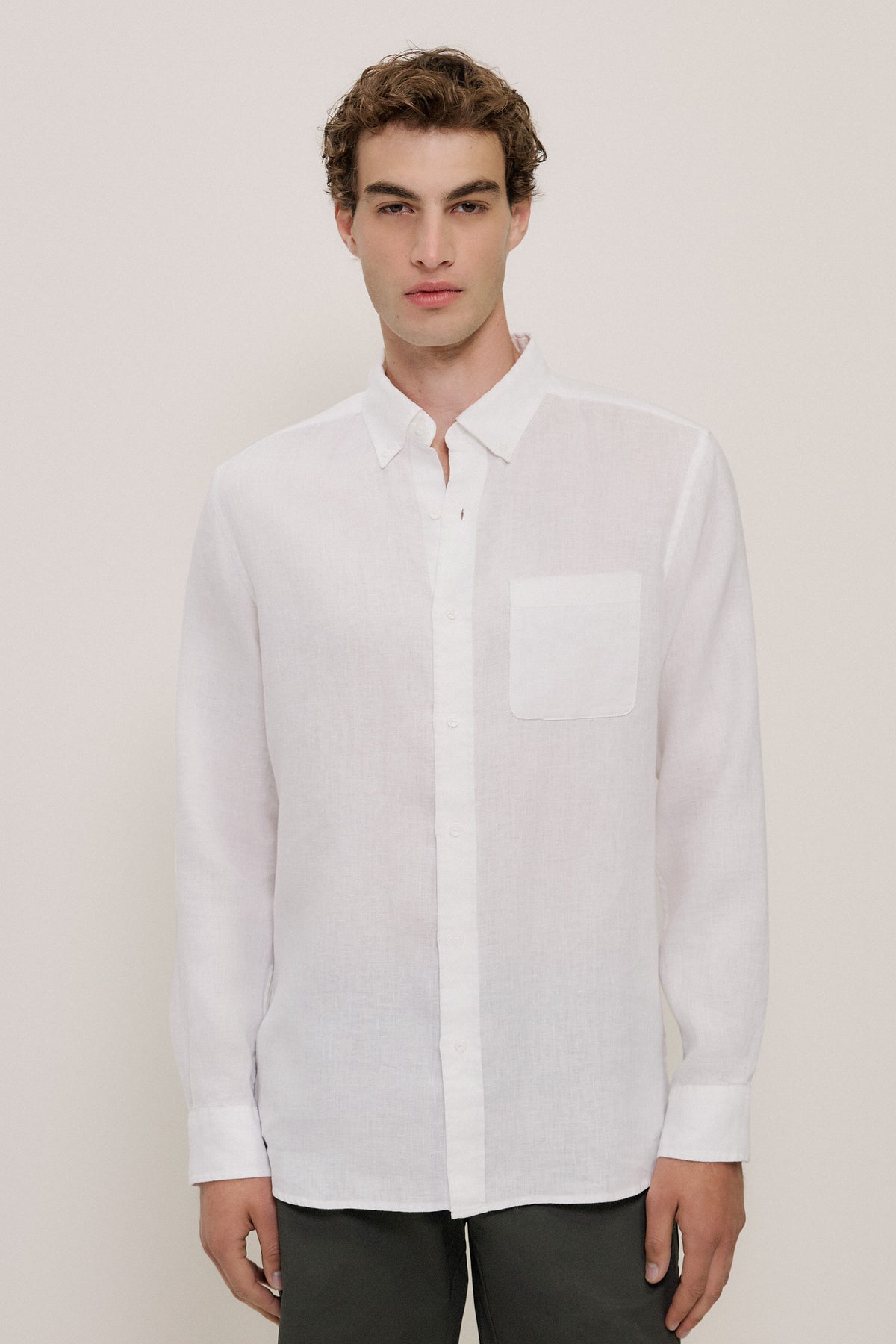 Regular Fit Linen Classic Long Sleeve Shirt