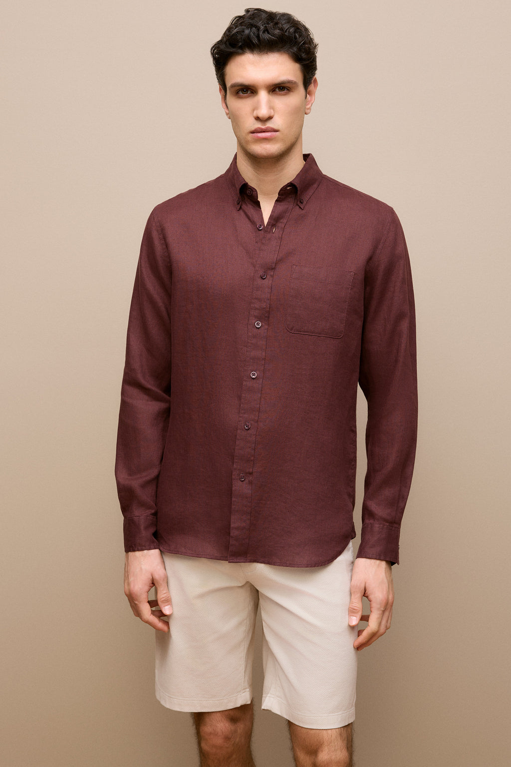Regular Fit Linen Classic Long Sleeve Shirt