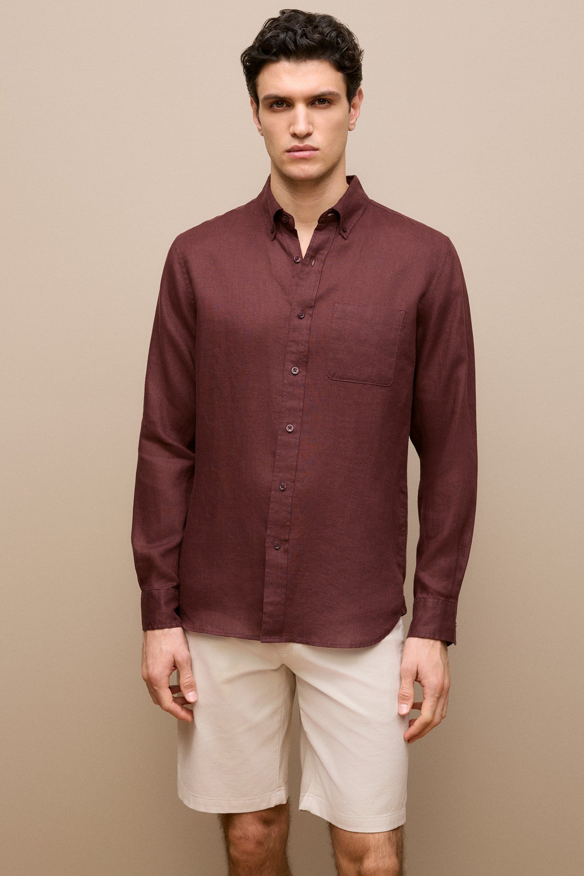 Regular Fit Linen Classic Long Sleeve Shirt