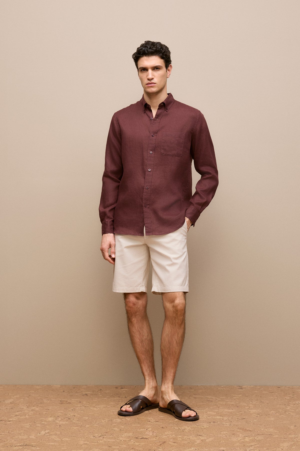 Regular Fit Linen Classic Long Sleeve Shirt