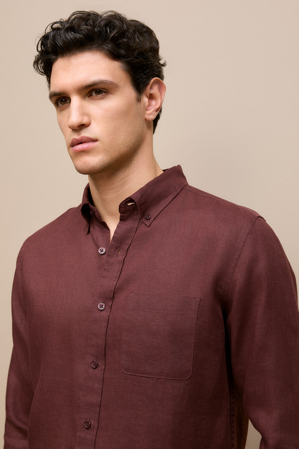 Regular Fit Linen Classic Long Sleeve Shirt