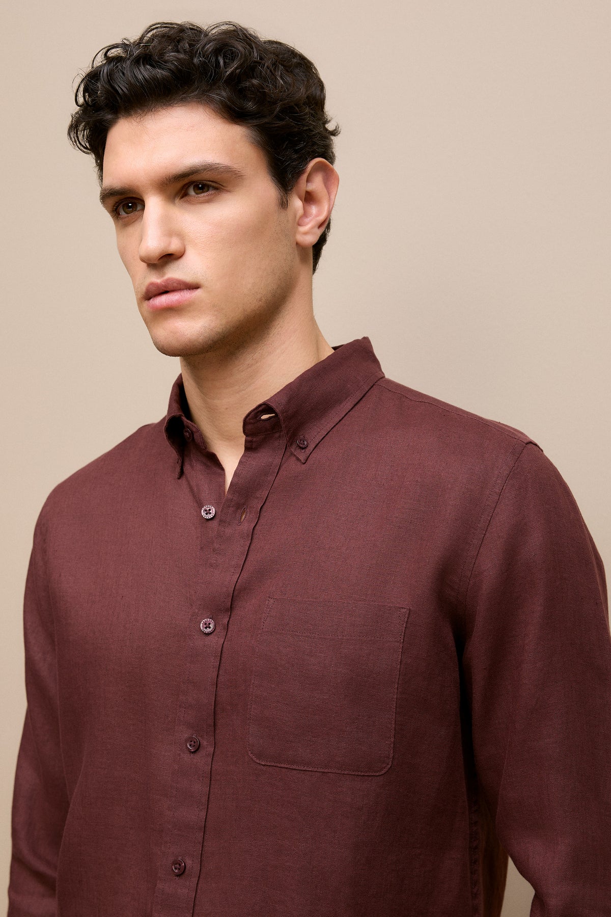 Regular Fit Linen Classic Long Sleeve Shirt