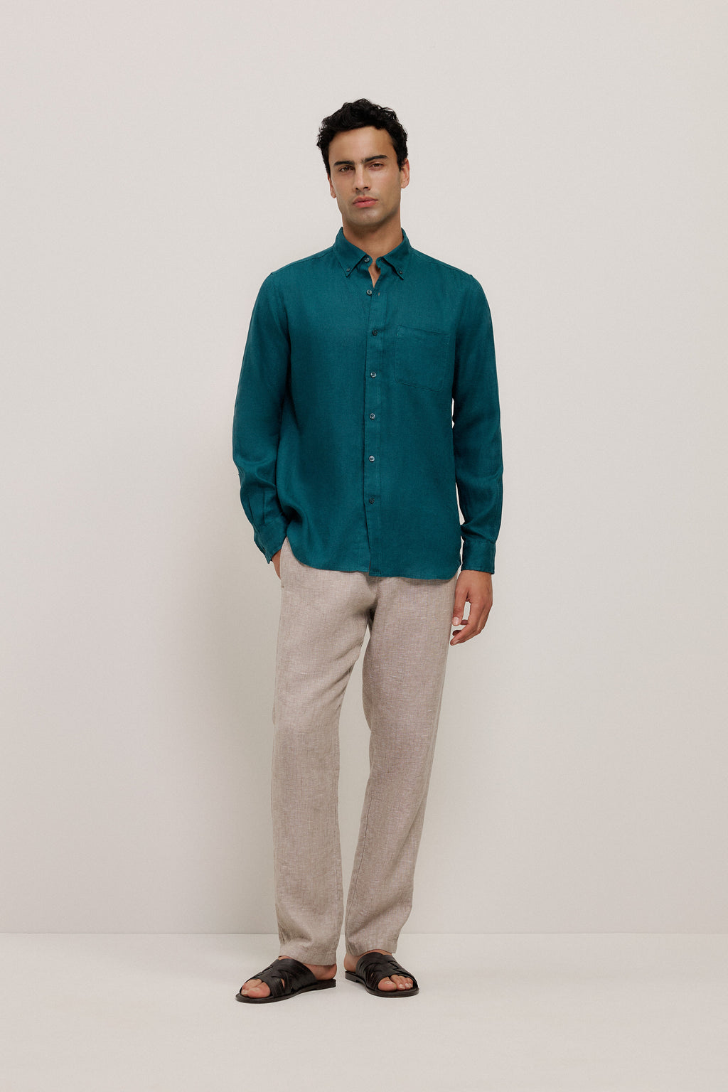 Regular Fit Linen Classic Long Sleeve Shirt