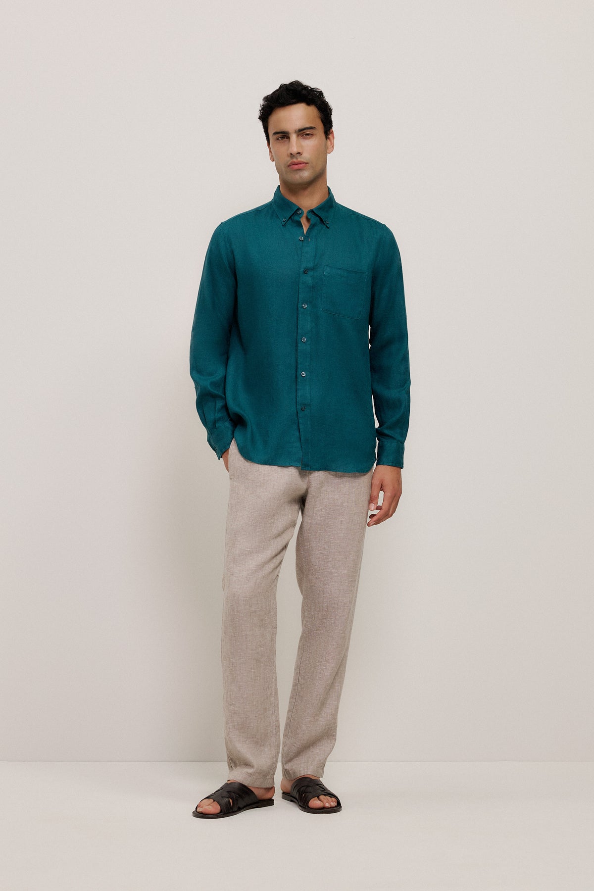 Regular Fit Linen Classic Long Sleeve Shirt