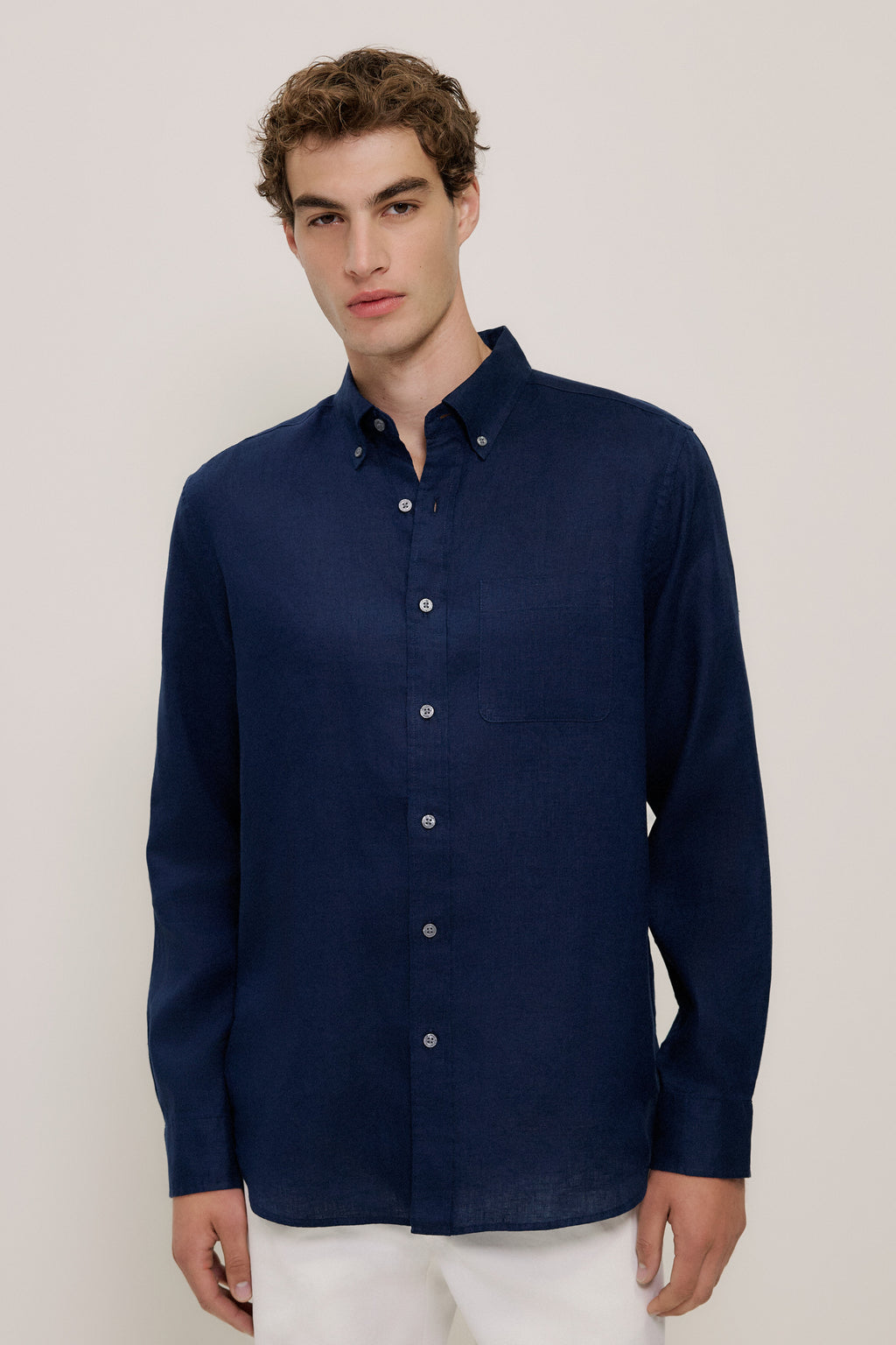 Regular Fit Linen Classic Long Sleeve Shirt