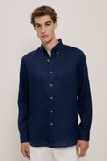 Regular Fit Linen Classic Long Sleeve Shirt