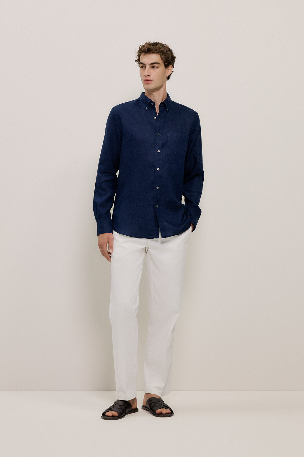 Regular Fit Linen Classic Long Sleeve Shirt
