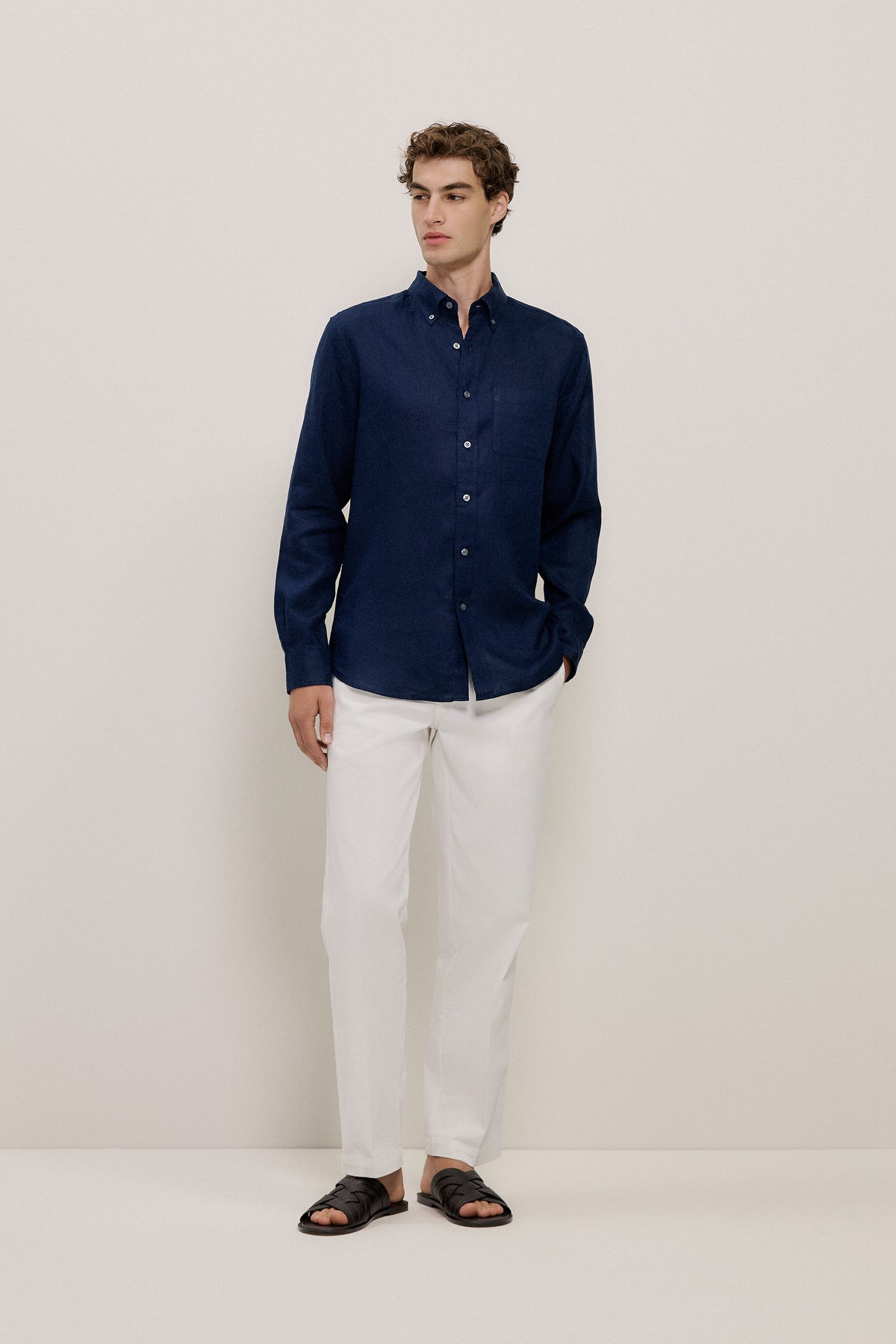 Regular Fit Linen Classic Long Sleeve Shirt