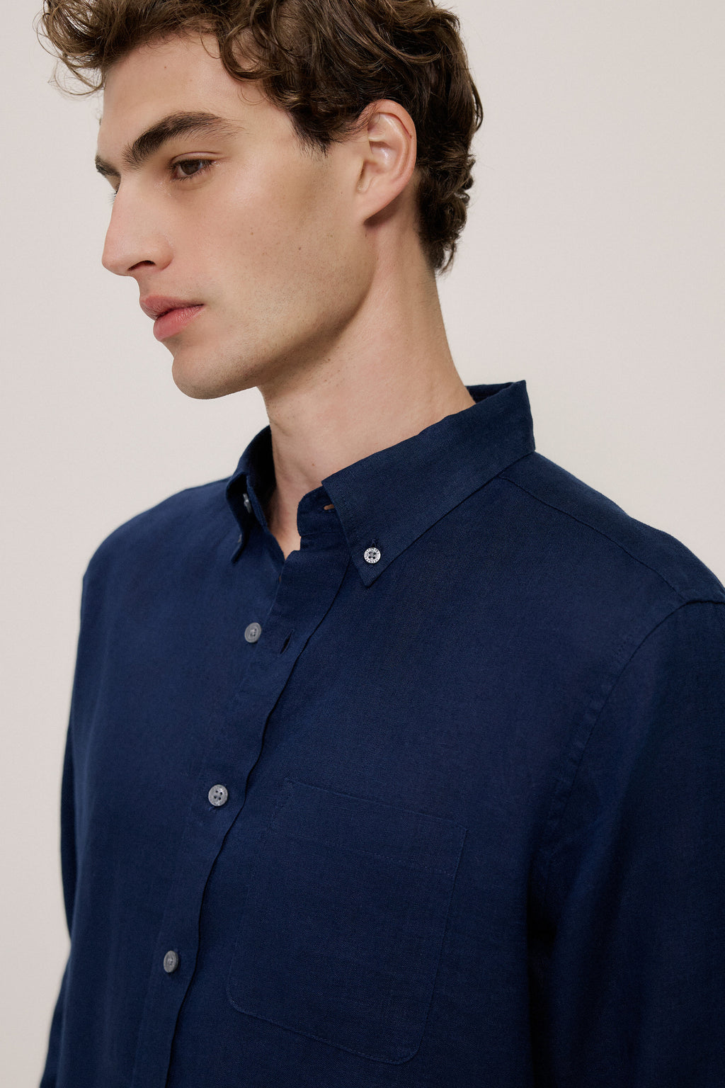 Regular Fit Linen Classic Long Sleeve Shirt