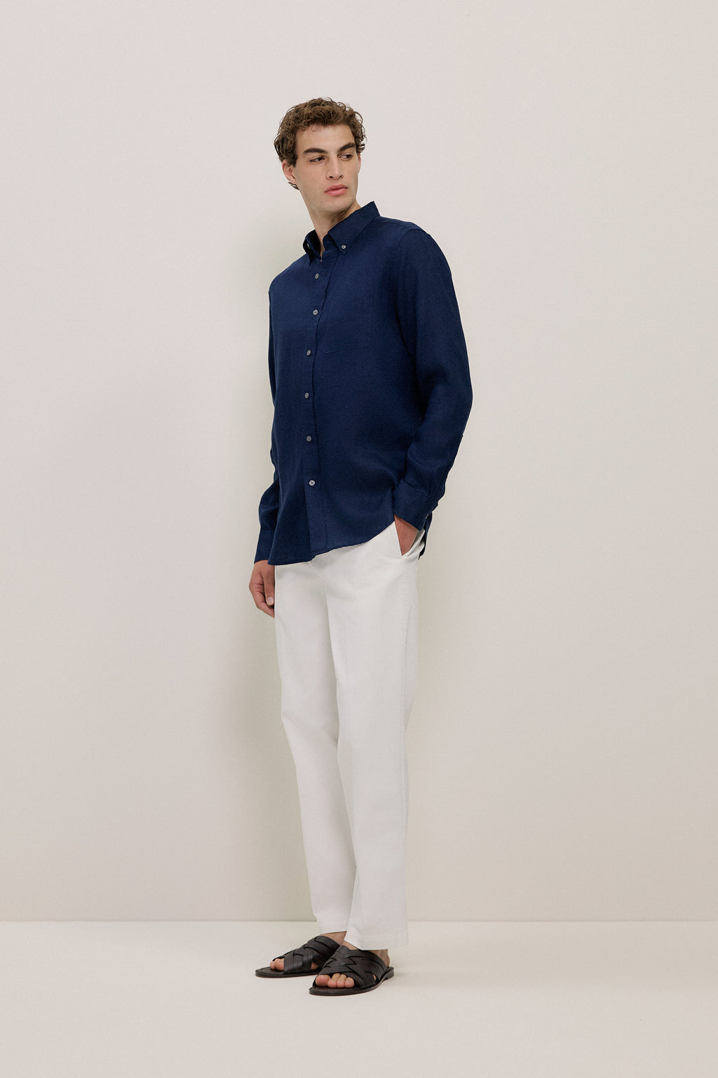 Regular Fit Linen Classic Long Sleeve Shirt