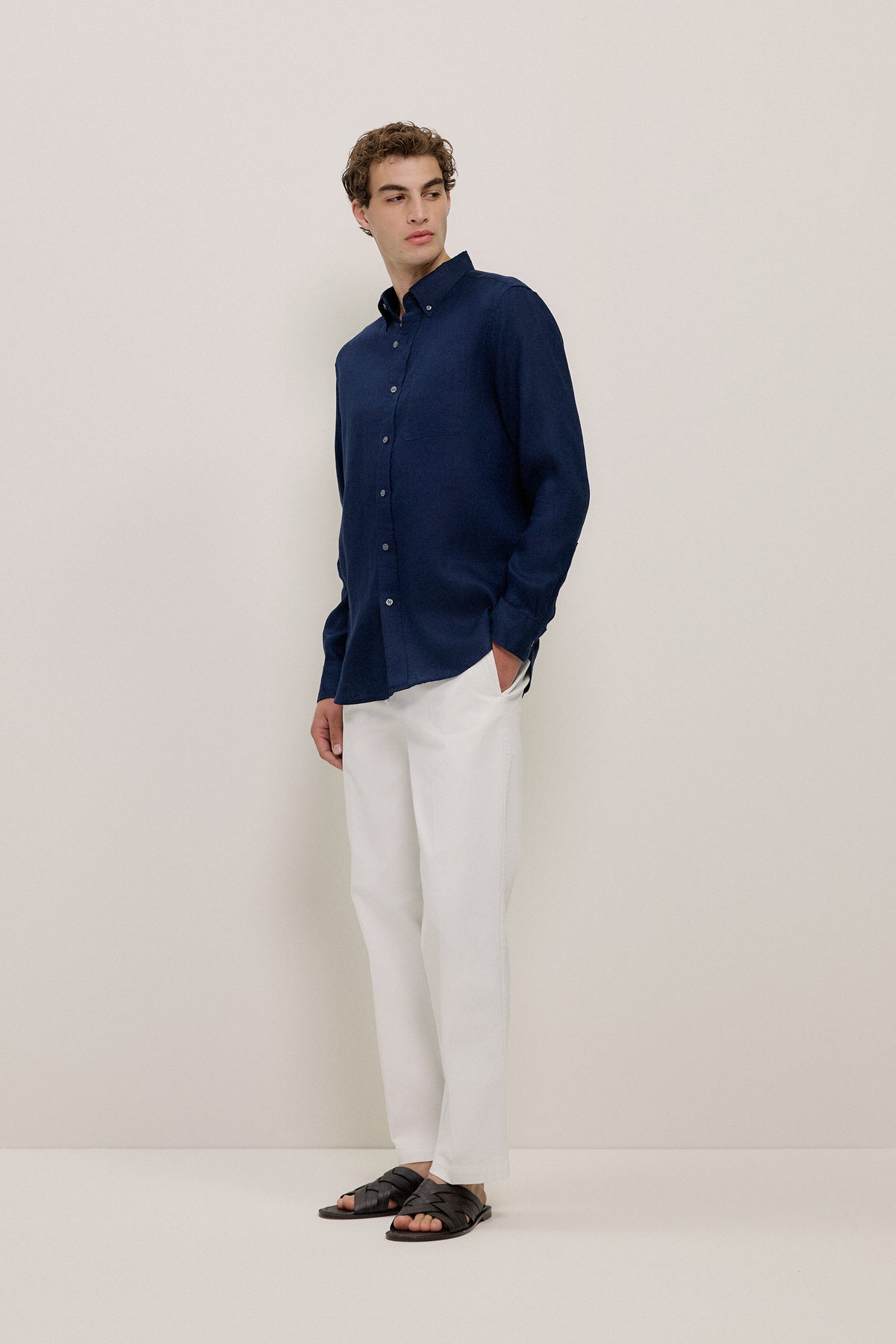 Regular Fit Linen Classic Long Sleeve Shirt