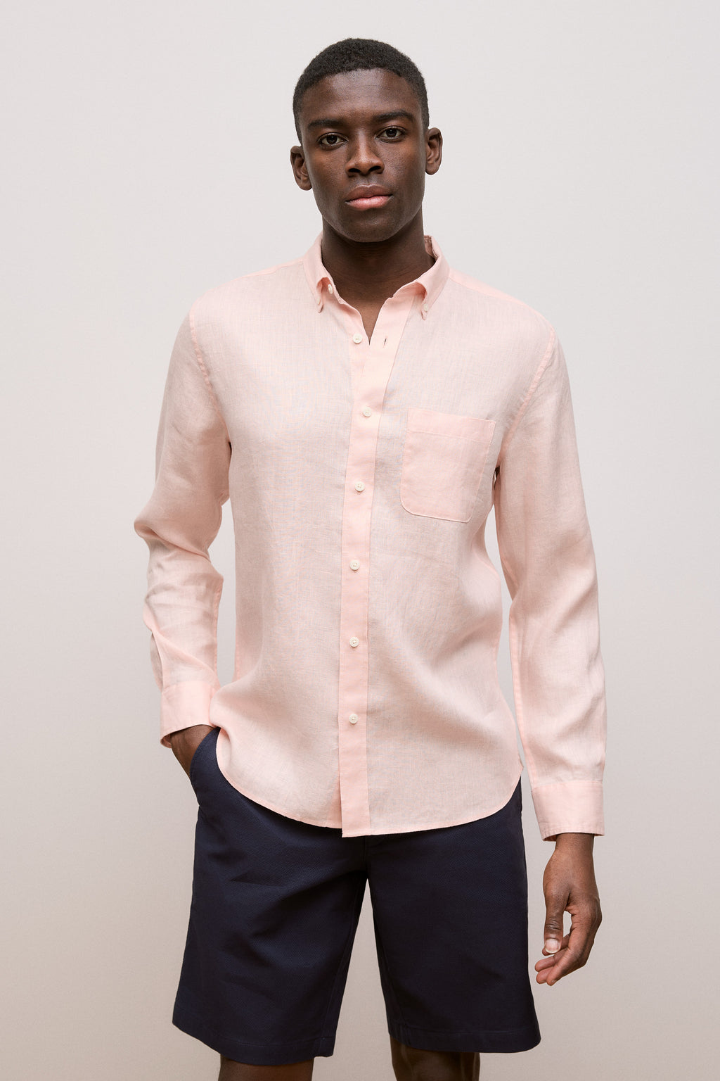 Regular Fit Linen Classic Long Sleeve Shirt