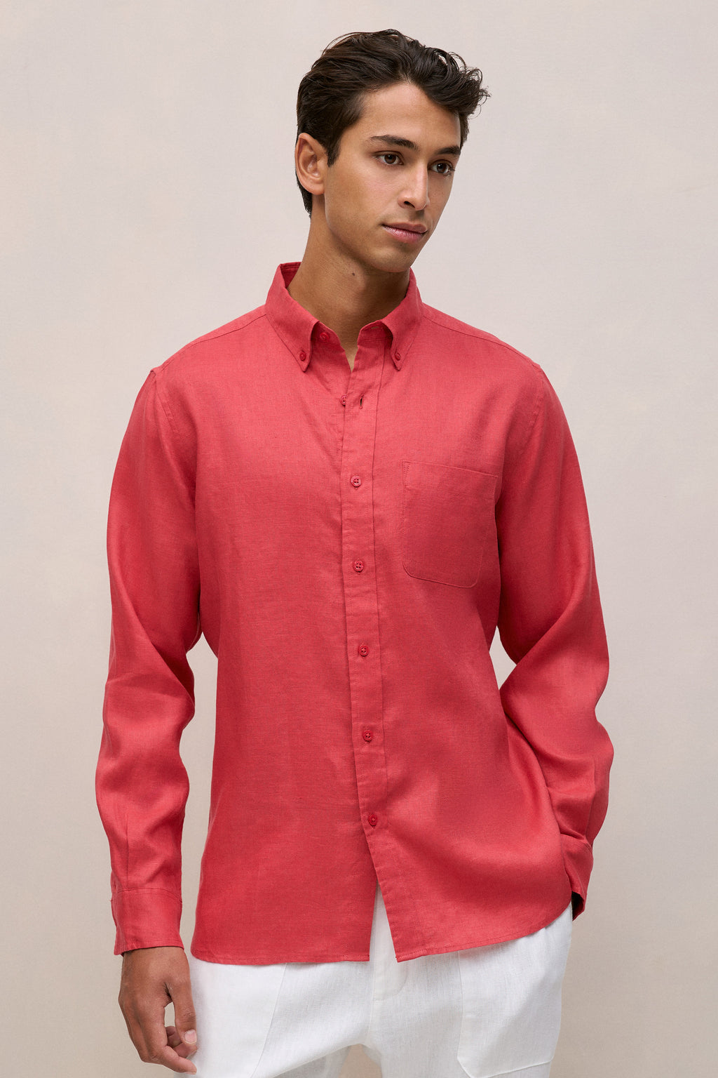 Regular Fit Linen Classic Long Sleeve Shirt