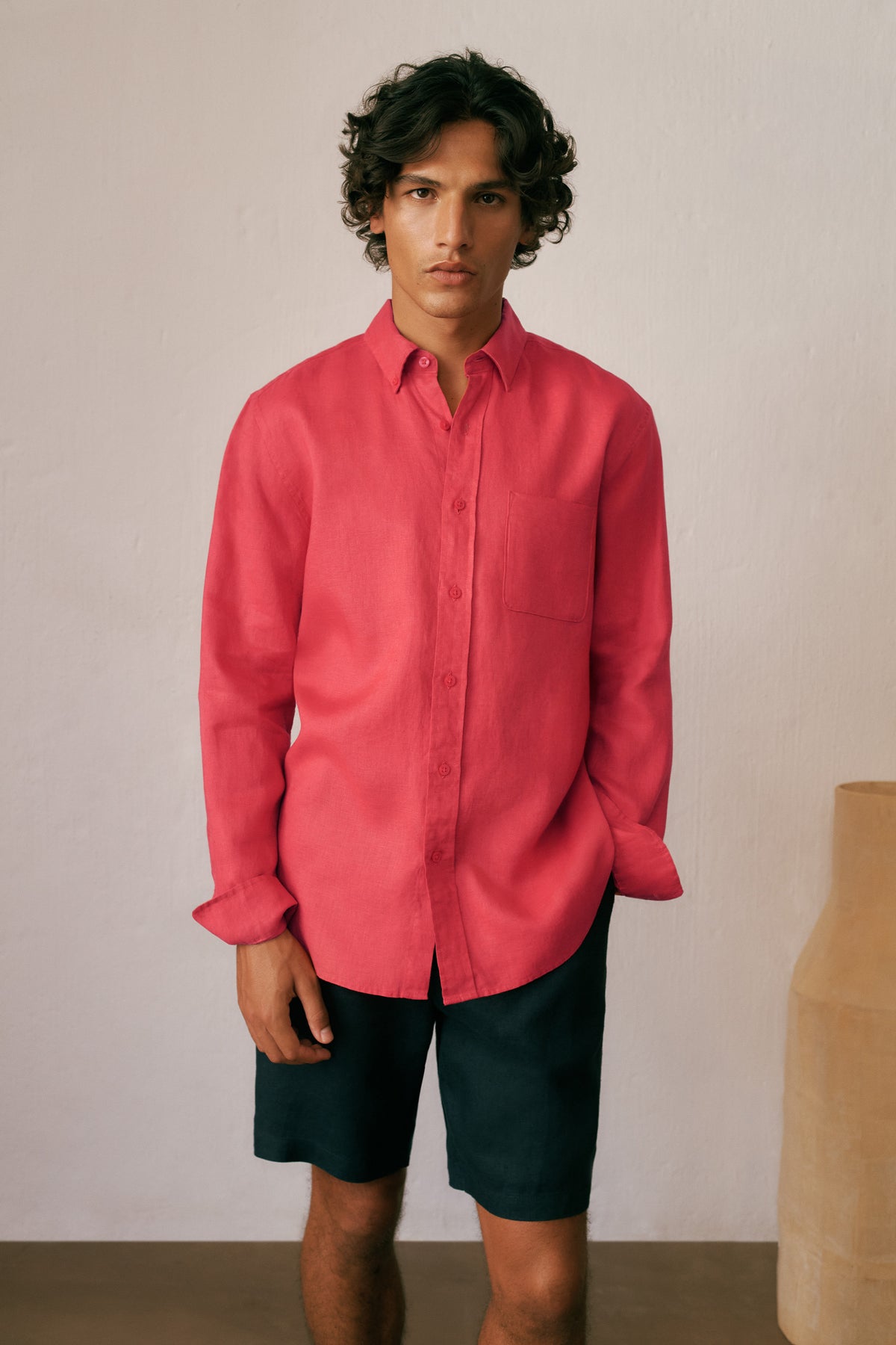 Regular Fit Linen Classic Long Sleeve Shirt