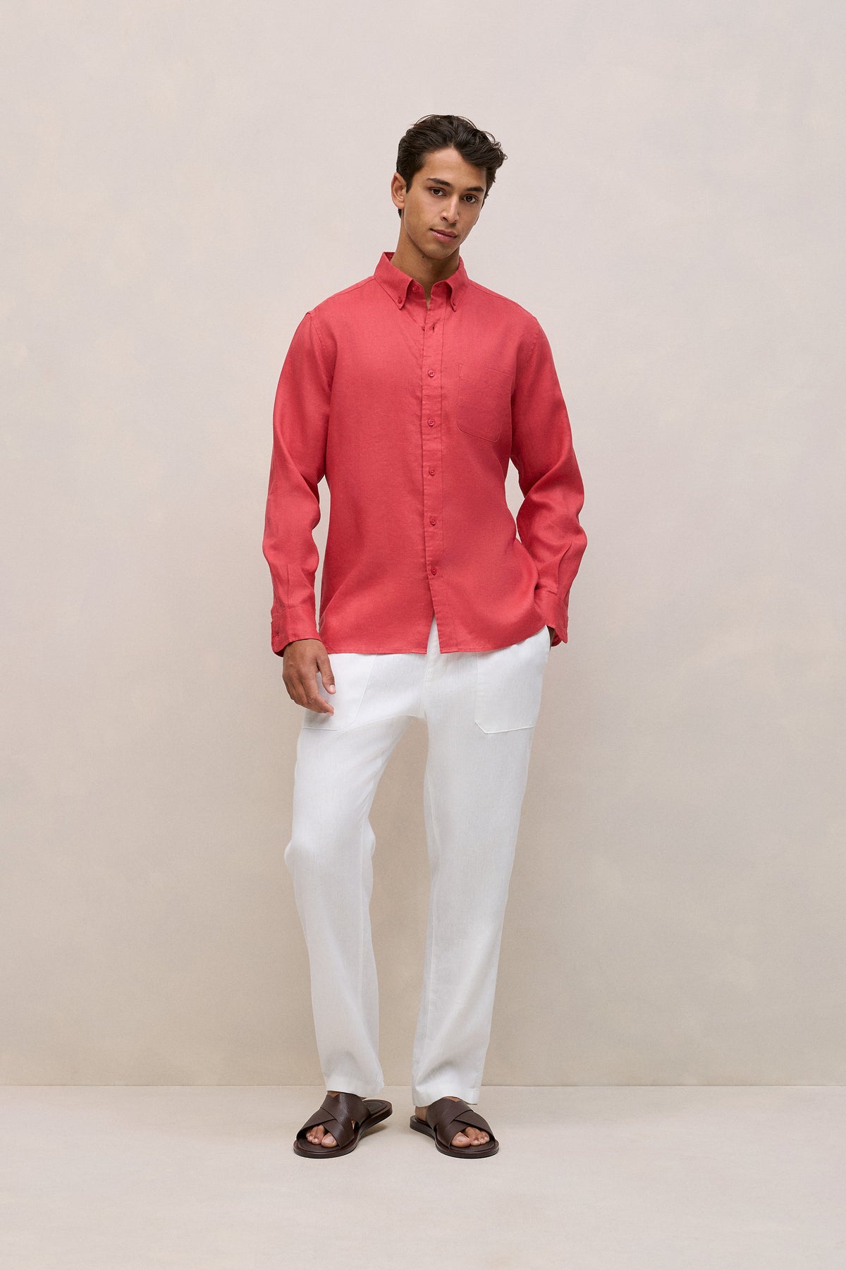 Regular Fit Linen Classic Long Sleeve Shirt