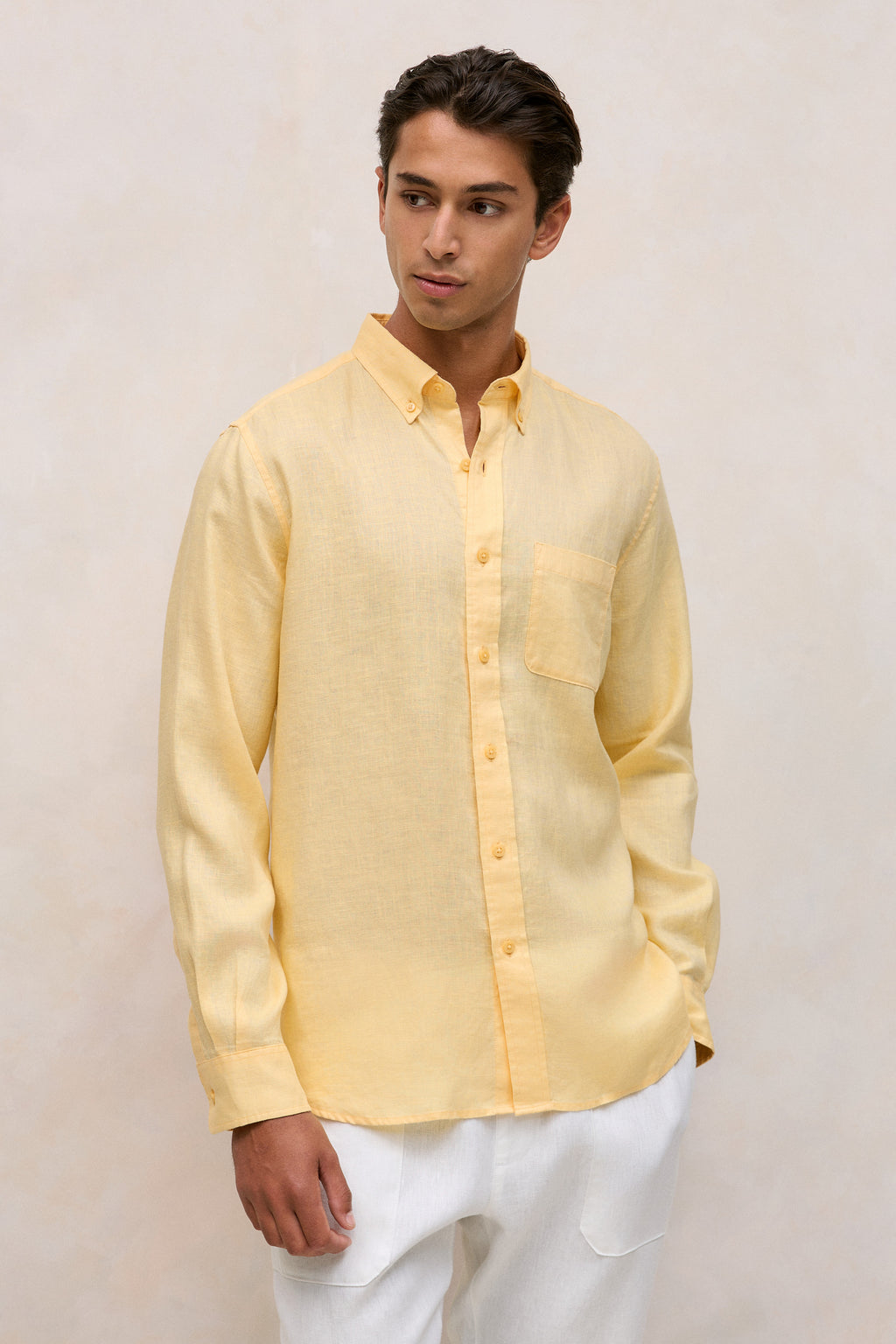 Regular Fit Linen Classic Long Sleeve Shirt