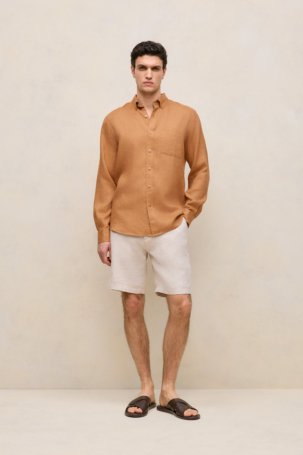 Regular Fit Linen Classic Long Sleeve Shirt
