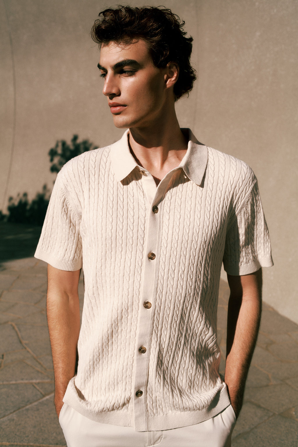 Cotton Cable Short Sleeve Shirt