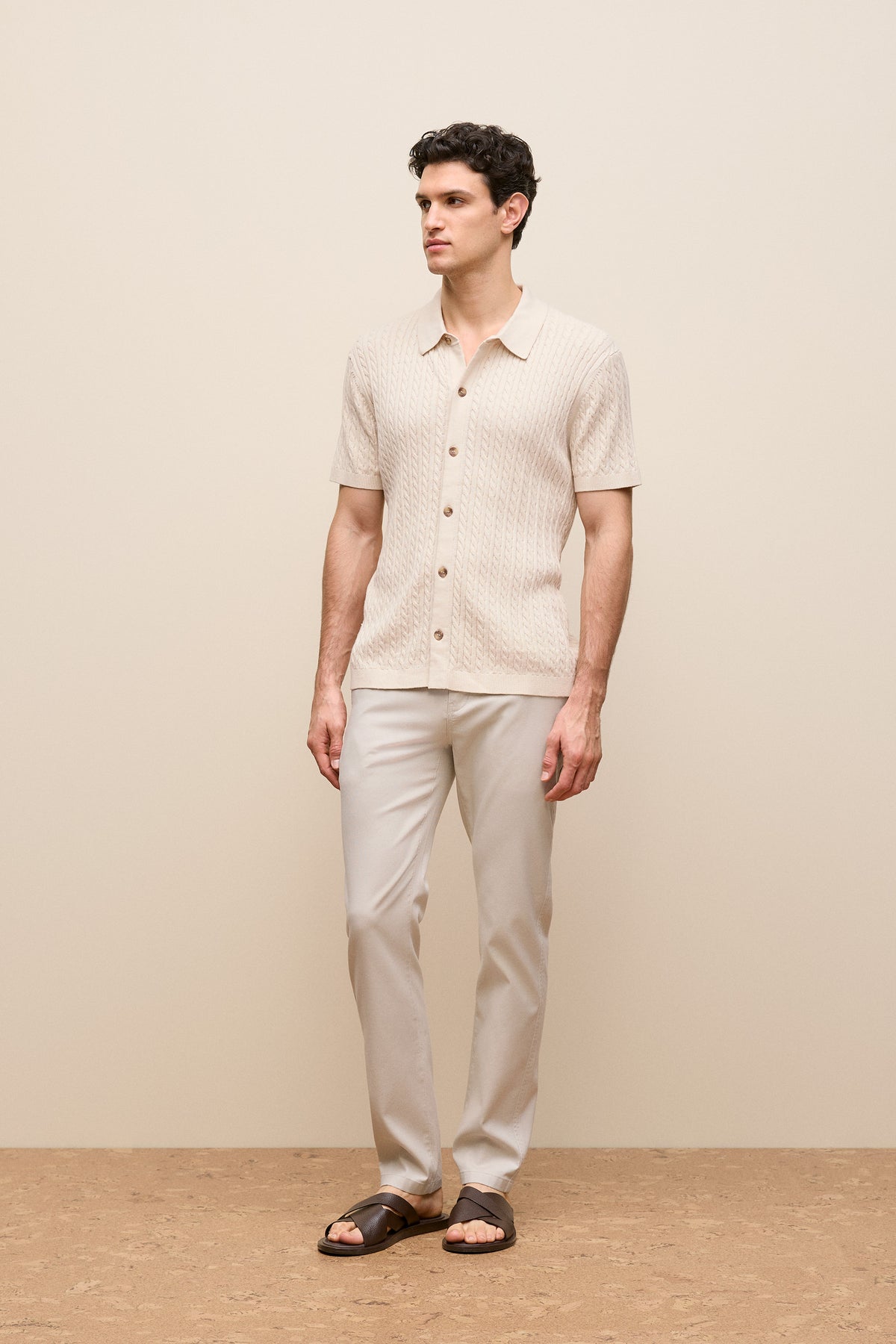 Cotton Cable Short Sleeve Shirt