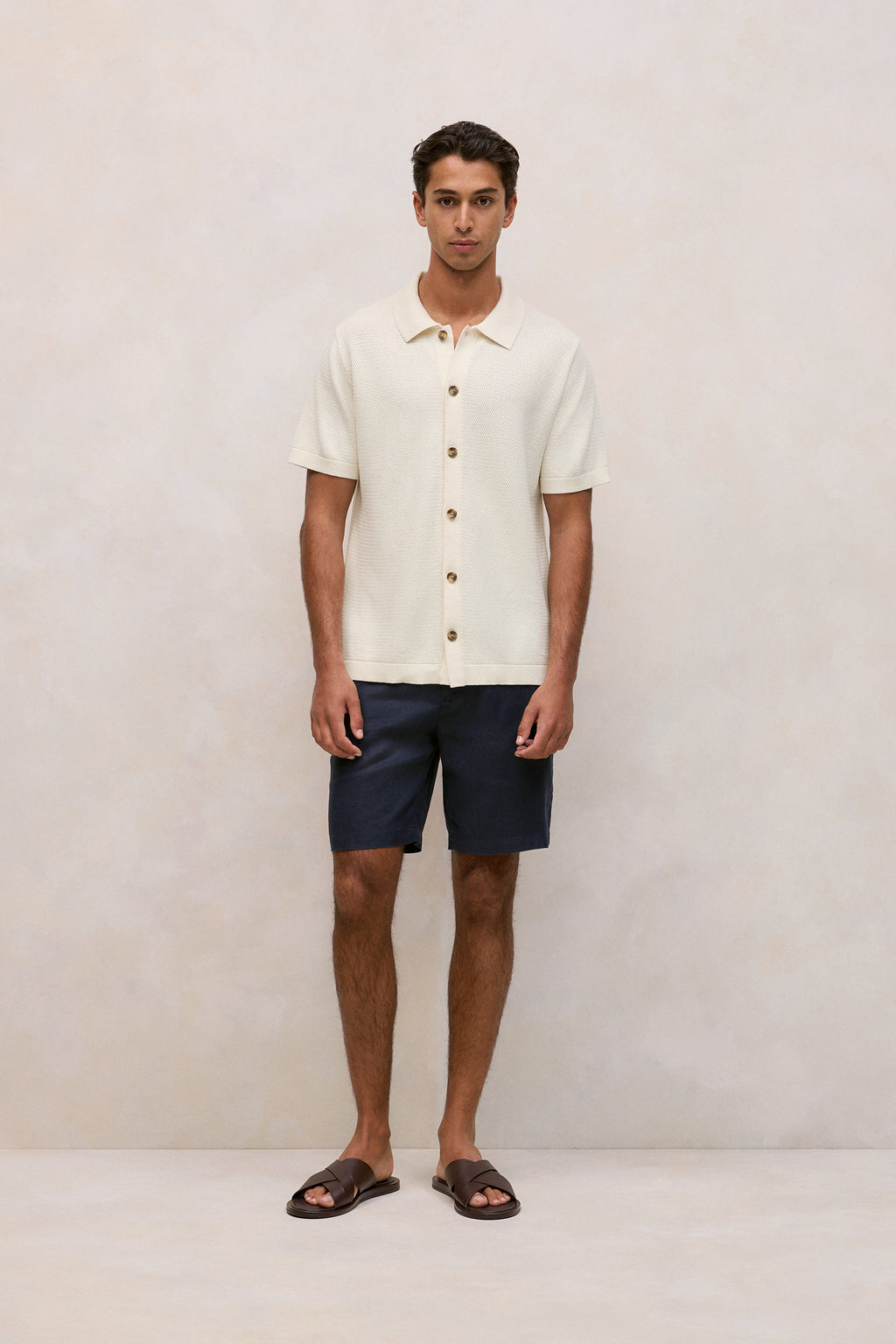 Cotton Basketweave Knit Shirt