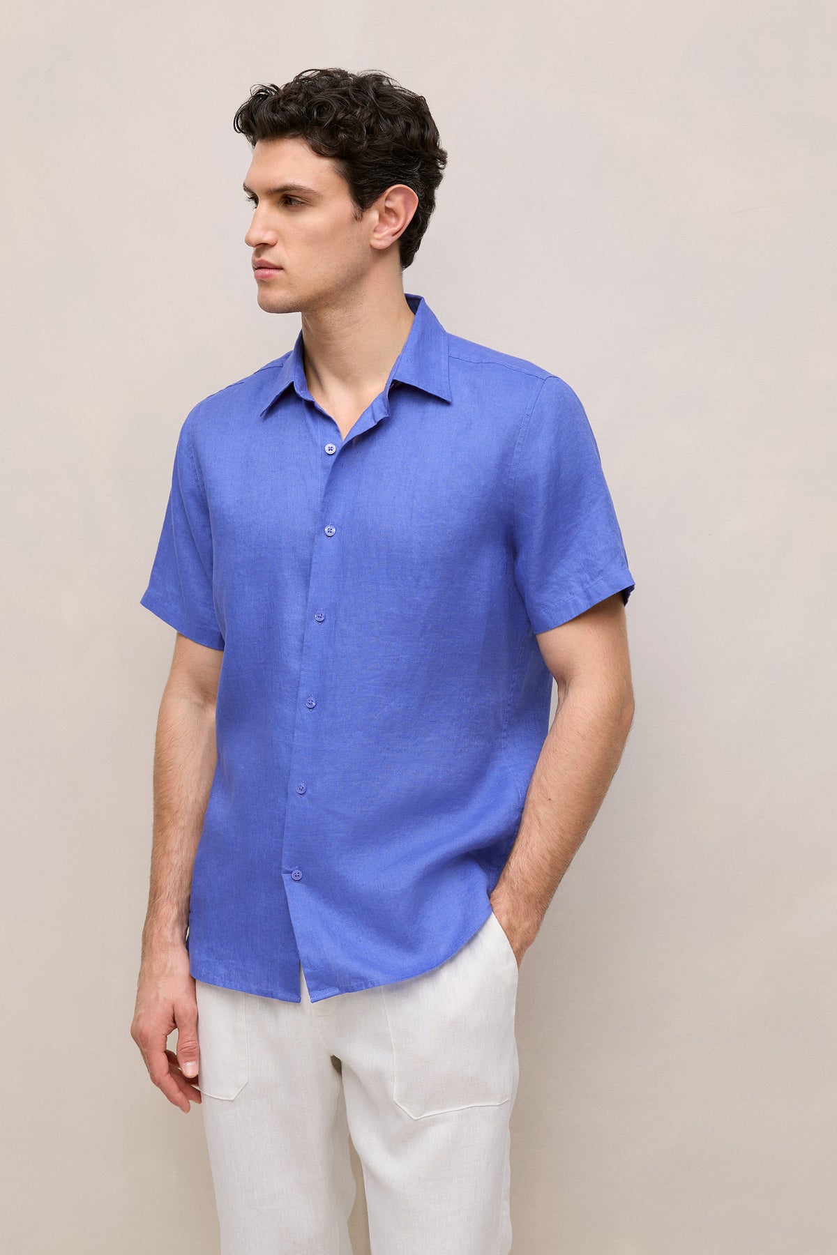 Regular Fit Linen Short Sleeve Shirt