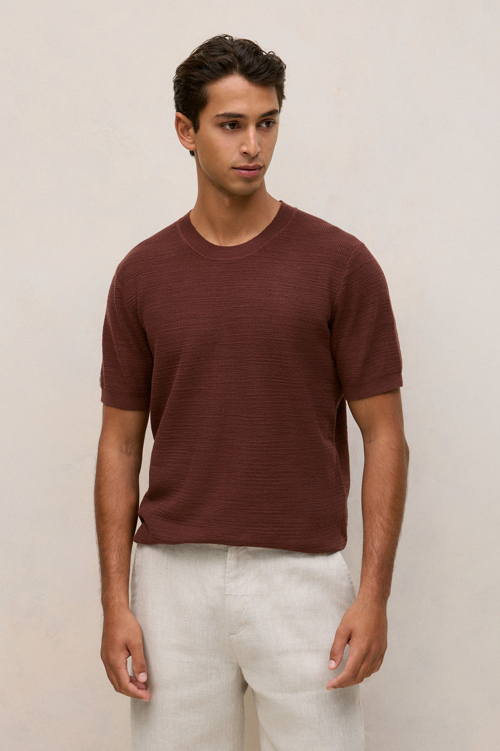 Cotton Linen Racking Stitch T-Shirt