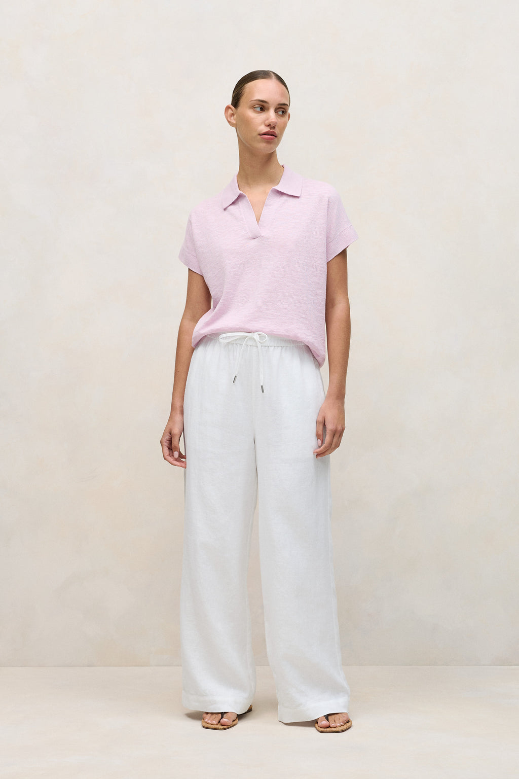 Linen Cotton Relaxed Knit Polo