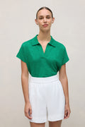 Linen Cotton Relaxed Knit Polo