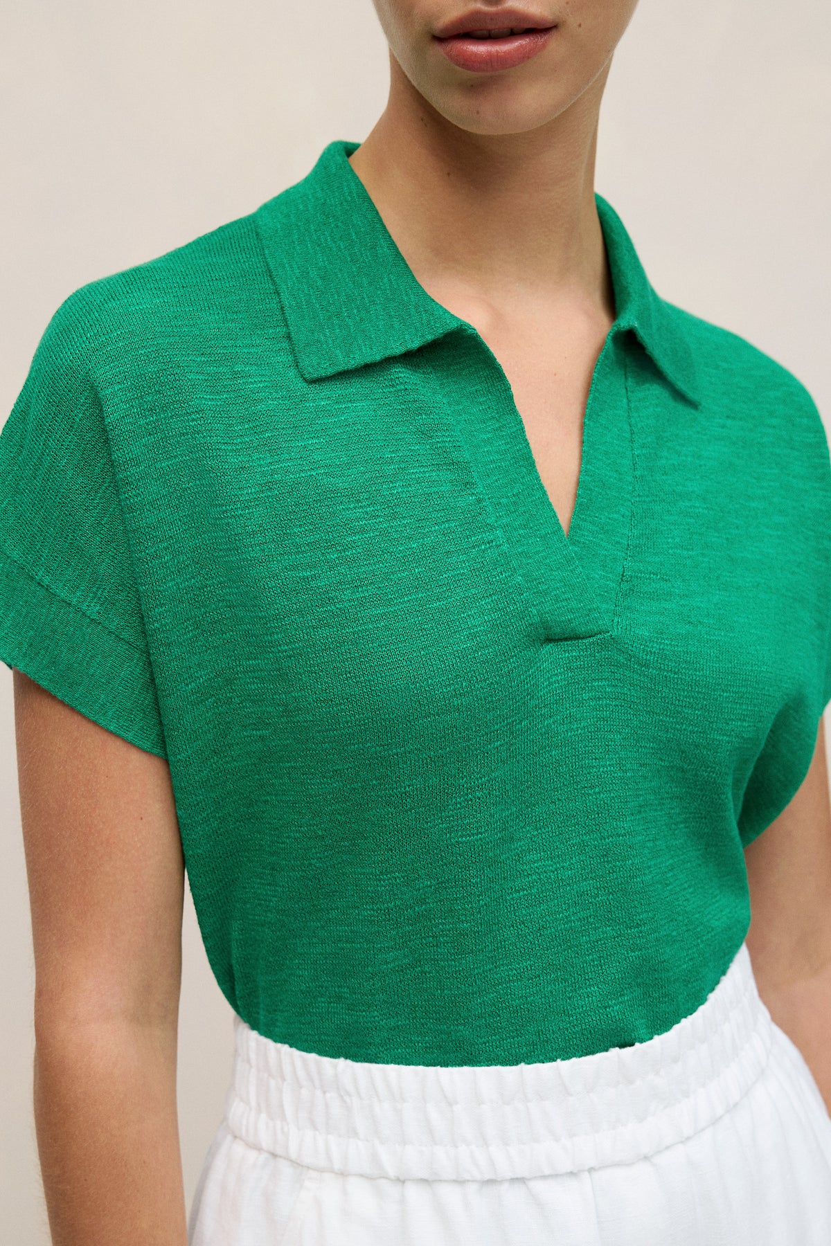 Linen Cotton Relaxed Knit Polo