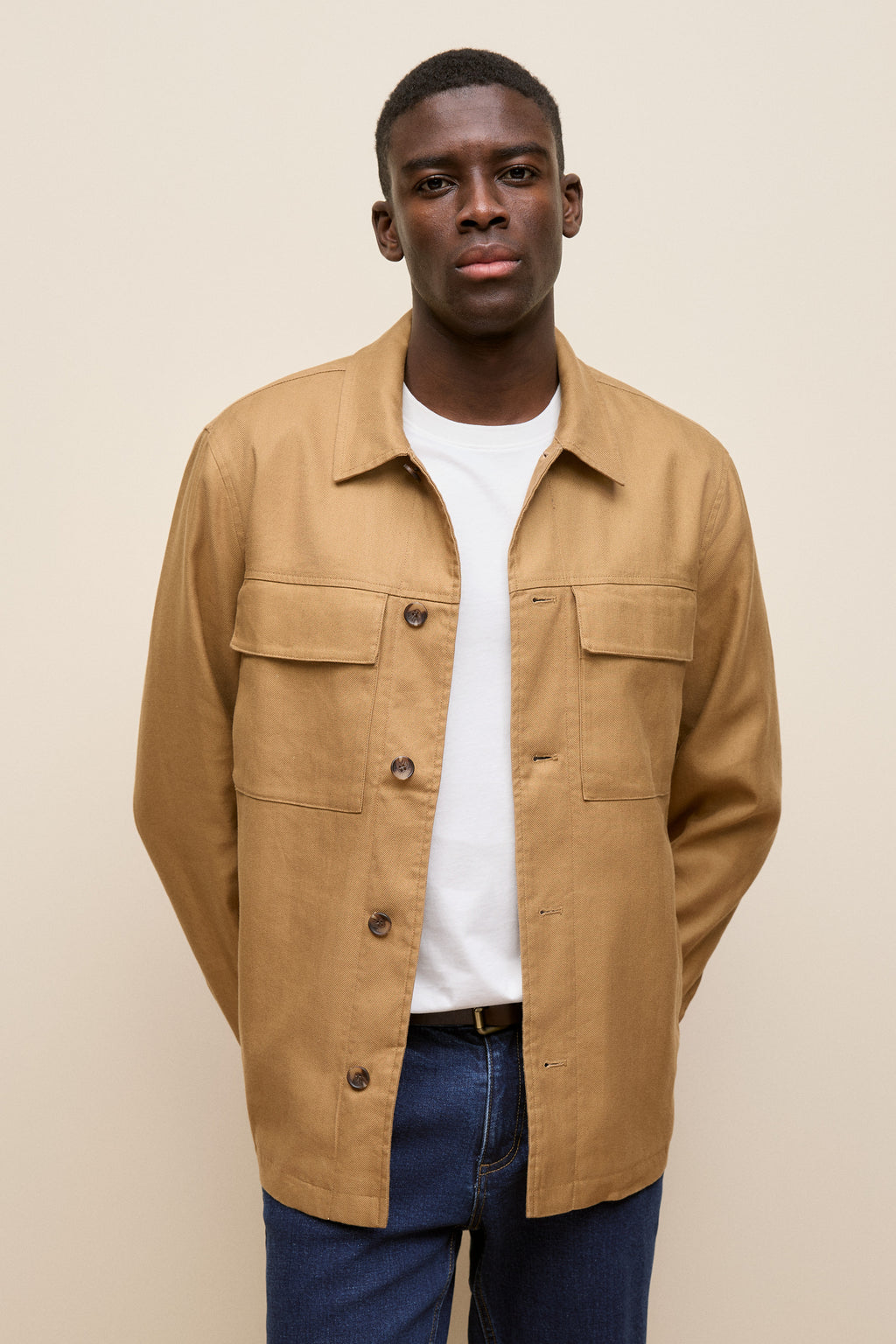 Linen Cotton Herringbone Chore Jacket