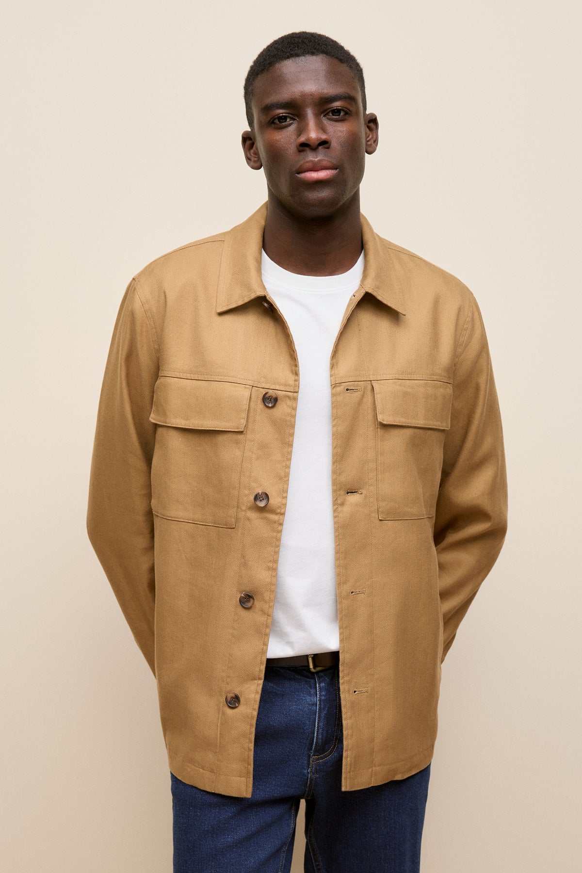 Linen Cotton Herringbone Chore Jacket