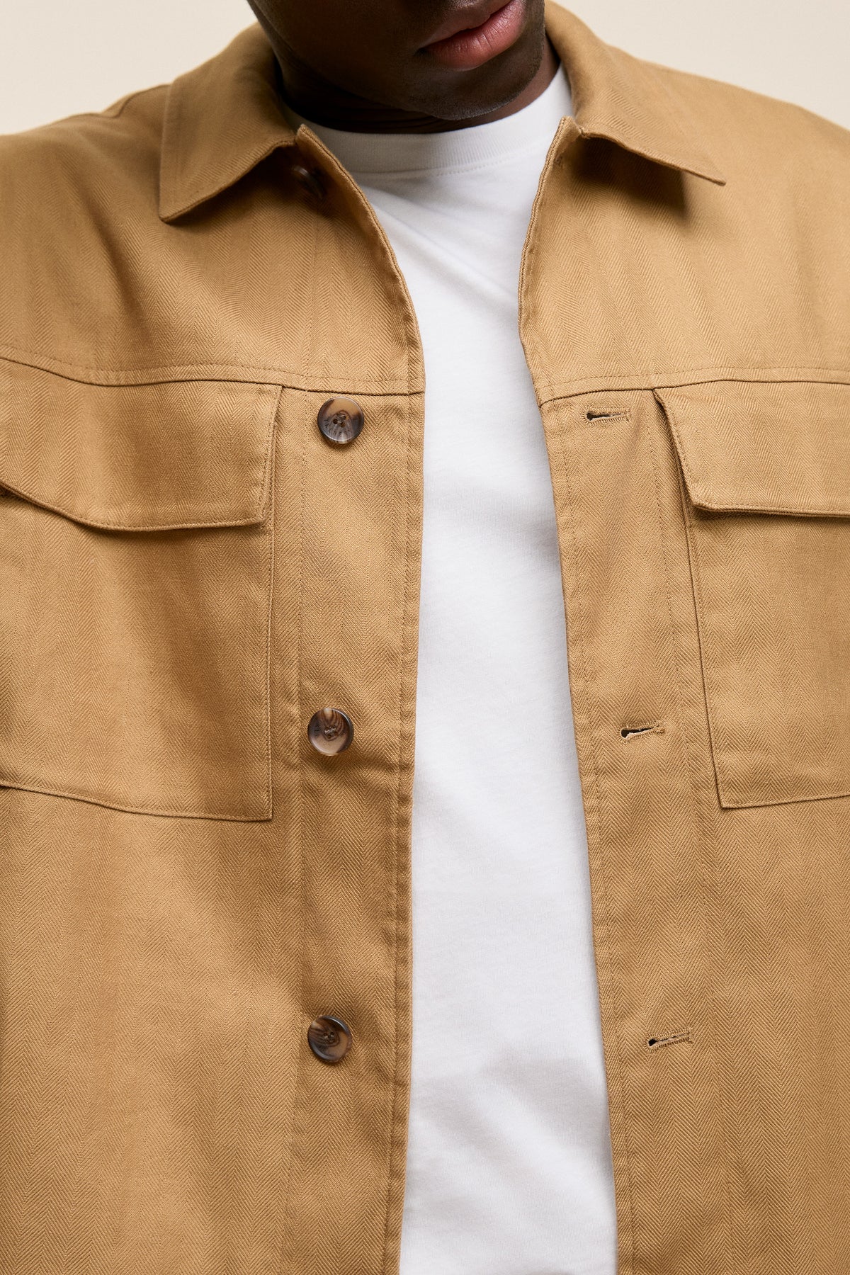 Linen Cotton Herringbone Chore Jacket