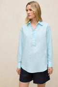 Linen Relaxed Half Placket Shirt
