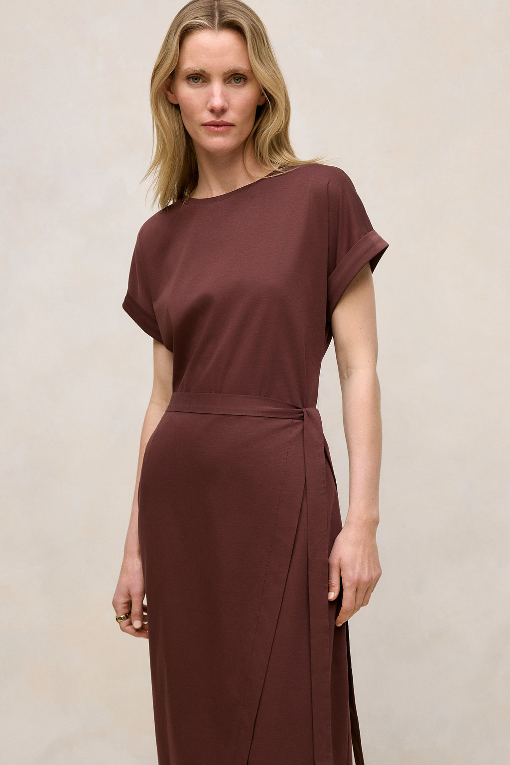 Cotton Wrap Detail T-Shirt Dress