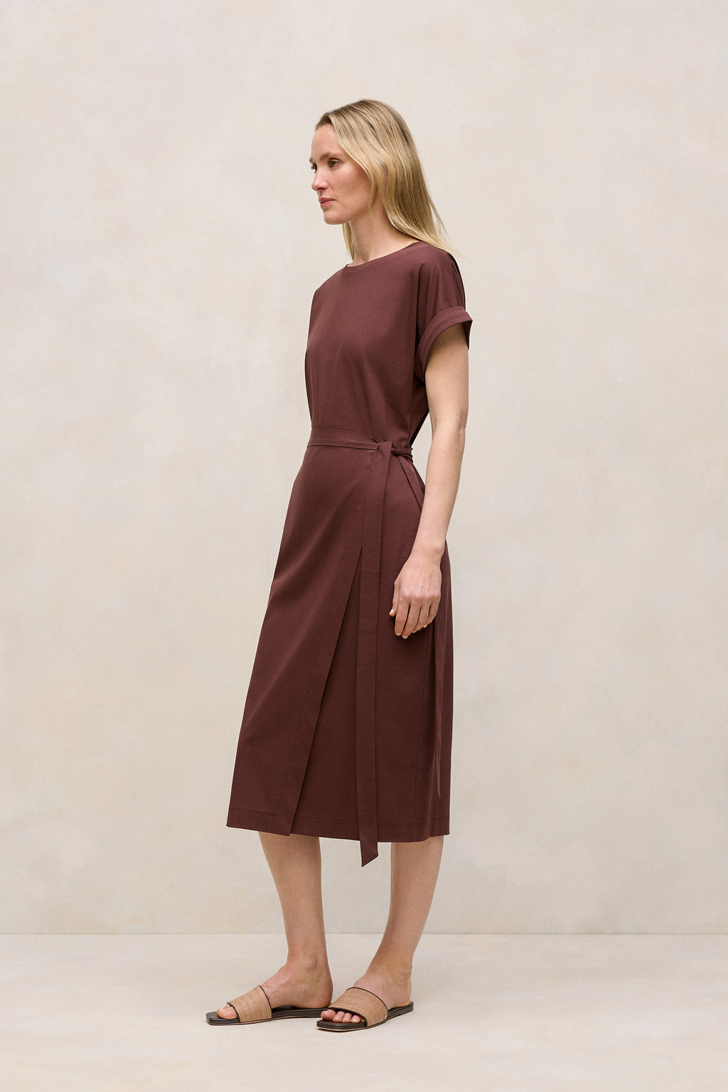 Cotton Wrap Detail T-Shirt Dress