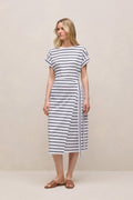 Cotton Stripe Wrap Detail T-Shirt Dress