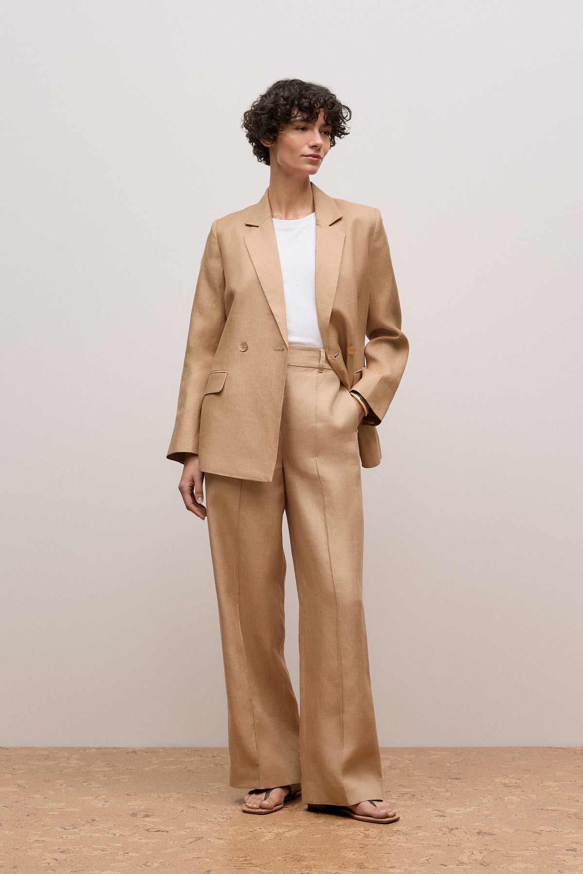 Linen Twill Double Breasted Blazer