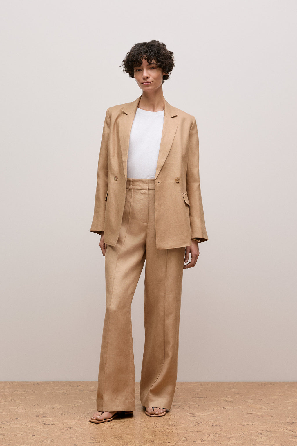 Linen Twill Double Breasted Blazer