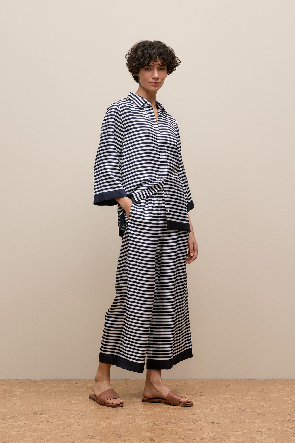 Silk Twill Stripe Shirt