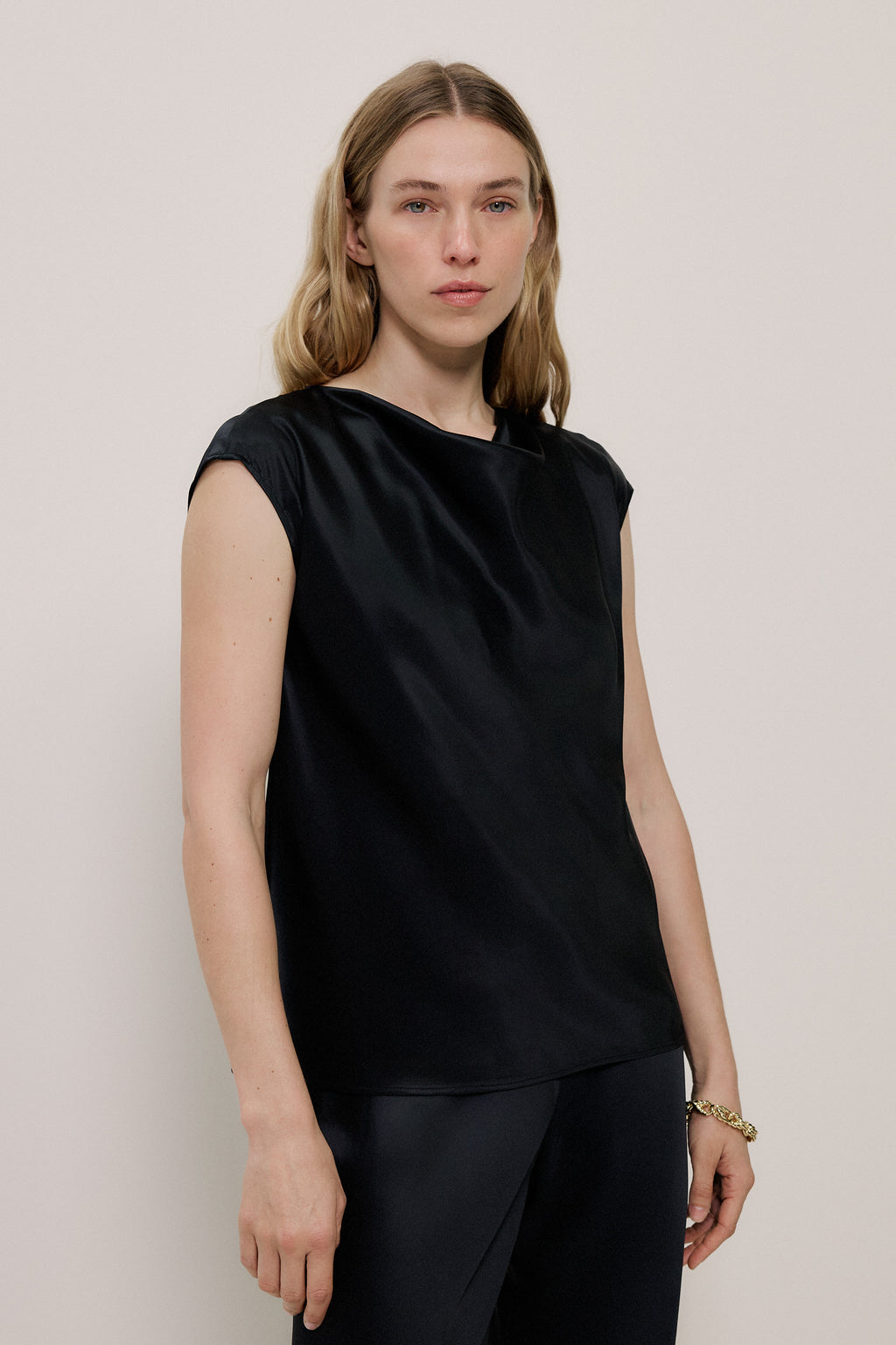 Satin Cowl Neck Blouse