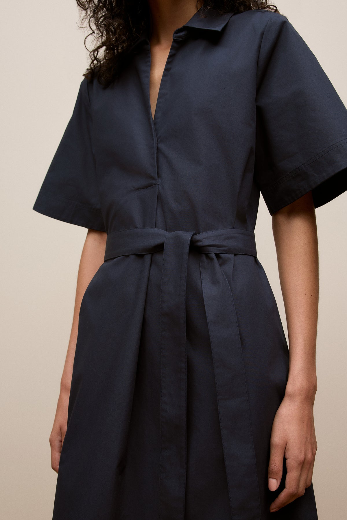 Cotton Poplin Belted Popover Dress
