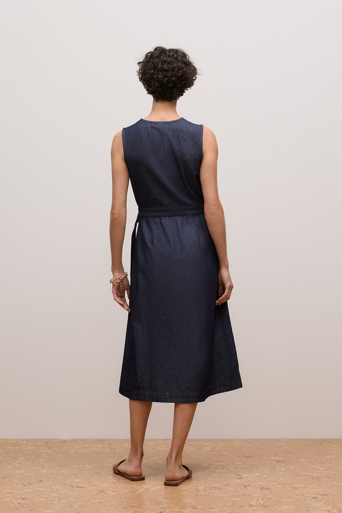Denim Sleeveless Wrap Dress