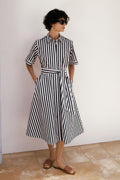 Cotton Poplin Stripe Shirt Dress